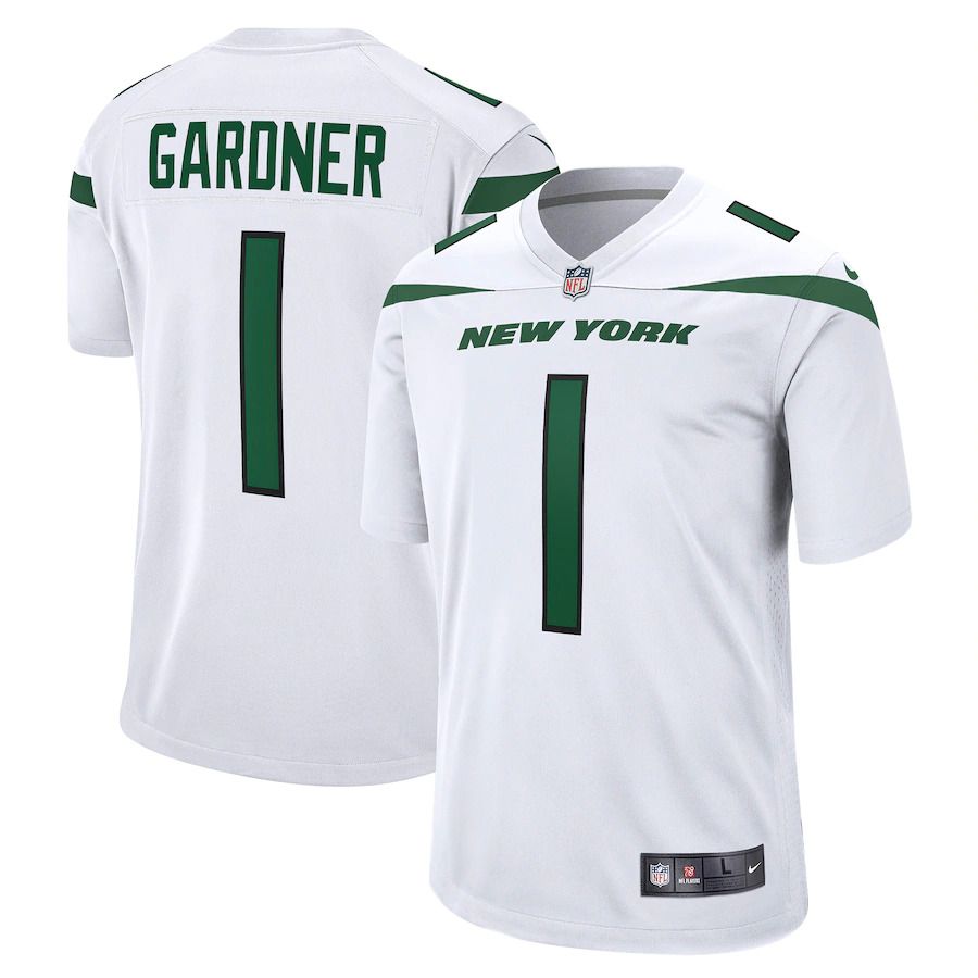 Men New York Jets #1 Ahmad Sauce Gardner Nike White 2022 NFL Draft First Round Pick Game Jersey